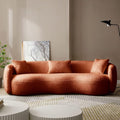 WILLIAMSPACE 93.6 Curved Sofa Modern Upholstered Boucle Curved Couch with 3 Throw Pillows 3-Seat Sofa Couch for Living Room Apartment (Orange)