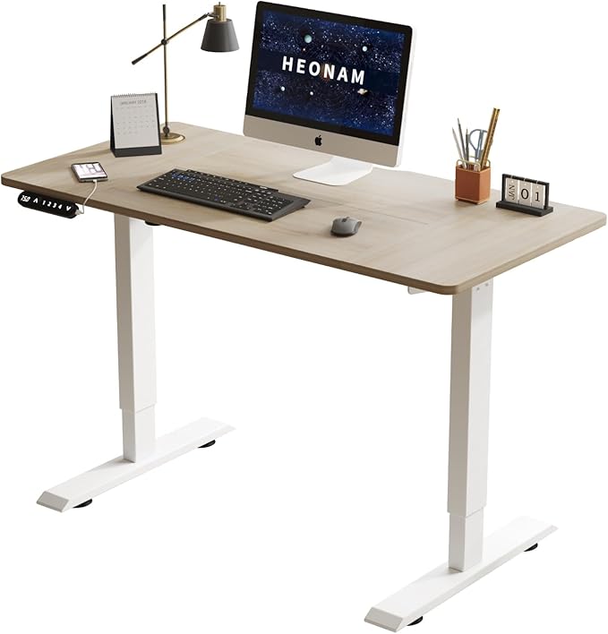 48 Inch Electric Standing Desk with USB Charging Port Height Adjustable Sit Stand Desk with Memory Presets Spacious Desktop and Sturdy Metal Frame for Home Office