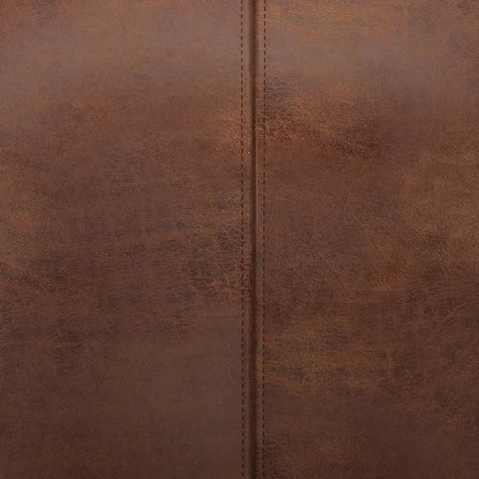 SIMPLIHOME Austin Tub Chair - 30 inch Wide Upholstered Faux Leather Contemporary Accent Chair in Distressed Saddle Brown for Living Room or Study with High Arms Removable Cushion