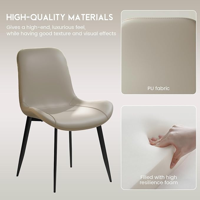 Dining Chair Set of 4 Faux Leather Accent Side Chair with Padded Back Metal Legs for Living Room for Living Room Bedroom Offices