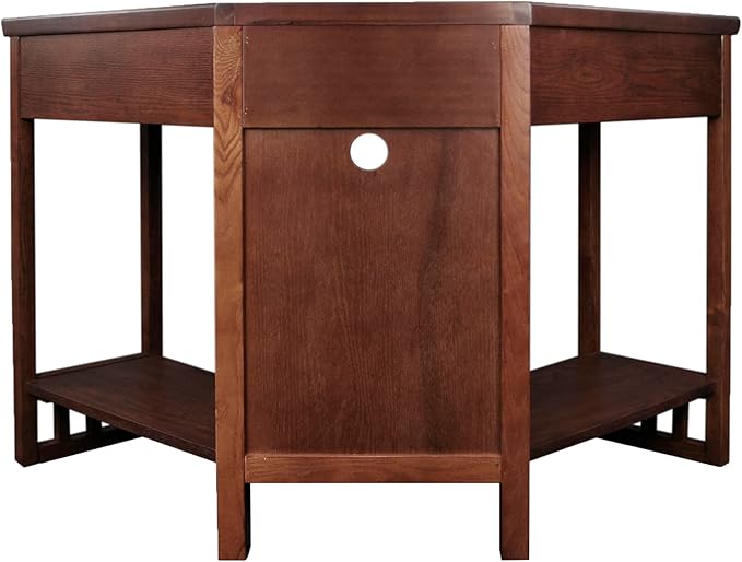 Leick Home 82430 Mission Corner Desk Writing Computer Desk with Drop Front Keyboard Drawer for Home Office Solid Wood Mission Oak