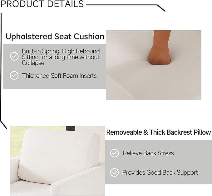 UIXE Swivel Accent Chair Chenille Upholstered Armchair Comfy Club Chair for Living Room Mid Century Modern Arm Chair Single Sofa Nook Bedroom Side Reading Seat - Beige