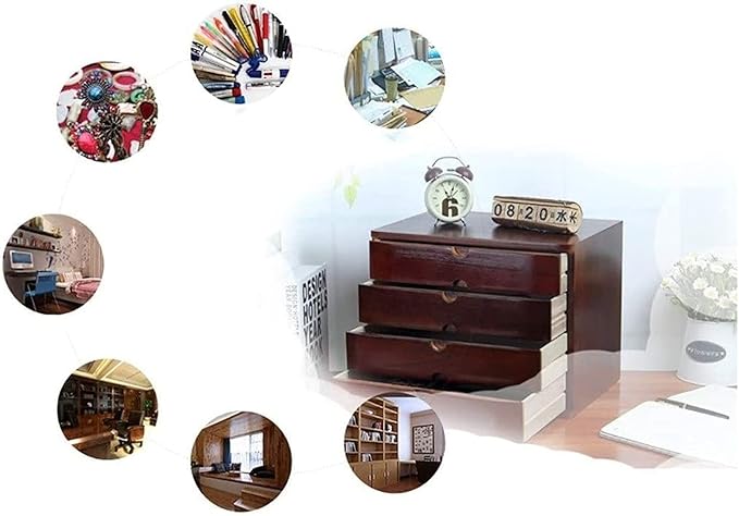 Solid Wood File Cabinet 6-Layer Office Desktop Storage Box File Storage Box Can Store A4 Paper Files and Documents