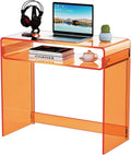 Acrylic Desk Laptop Study Table Home Office Console Table Entrance Tables 33.5'' x 15.7'' x 29.5'' (Orange)