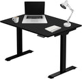 Progressive Desk Stand Up Electric Standing Desk Compact Home Office Table Black Frame and Ebony Oak MDF Tabletop Prime Ryzer 42 x 24