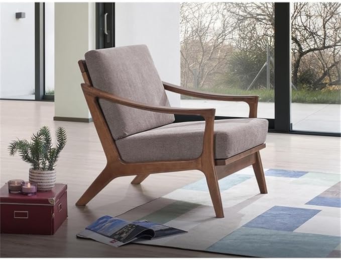 Acme Furniture Lide Upholstered Fabric &amp Wood Accent Chair in Brown