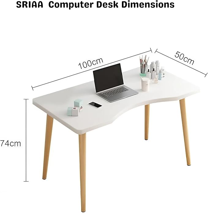 Modern White Wooden Computer Table 40 L x 20 W x 30 H inches – Durable and Stylish Desk for Home Office Bedroom or Study