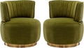 Homtique Swivel Accent Chair Set of 2 for Living Room Modern Upholstered Velvet Fabric Round Barrel Armchair Chair 360 Degree Swivel Small Single Leisure Sofa Chair Reading Chair(Olive)
