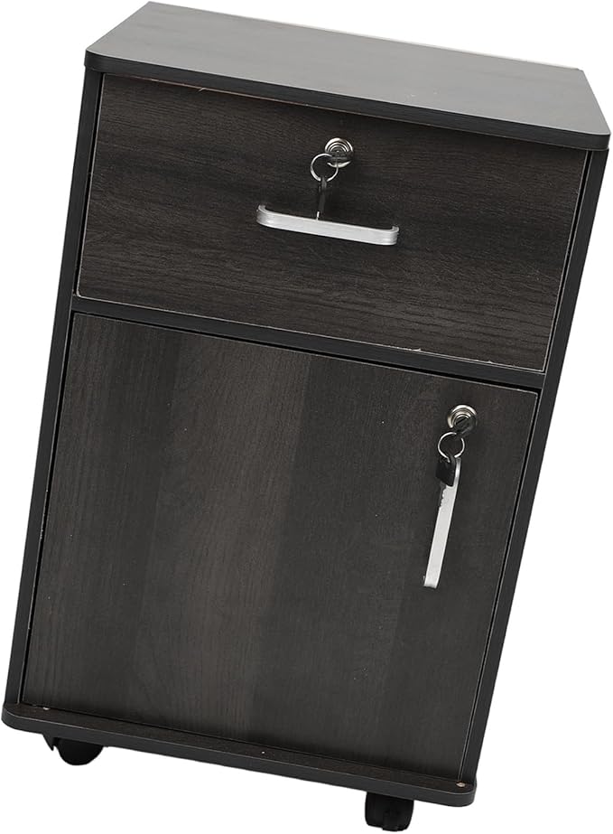 Under Desk Mobile File Cabinet Enhanced Security Mobile File Cabinet Stylish Appearance Easy Mobility for Office (Walnut Color)
