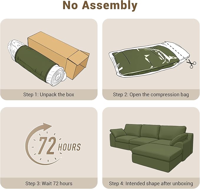 Cloud Sectional Couches 78.8 L-Shape Sofa with Ottoman Deep Seat Modular Sectional Couch Comfy Boneless Couch for Living Room &amp Bedroom Bouclé Fabric Green