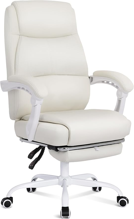 Misolant Big and Tall Office Chair with Footrest High Back Desk Chair with Linkage Armrest 90-155° Recline Executive Computer Chairs with Adjustable Height for Home