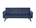 Container Furniture Direct 72 Velvet Convertible Sofa Bed with Cup Holders Tufted Folding Futon Sleeper Couch Mid-Century Modern 3 Seater for Small Spaces 72 L x 34.6 D x 31 H Dark Blue
