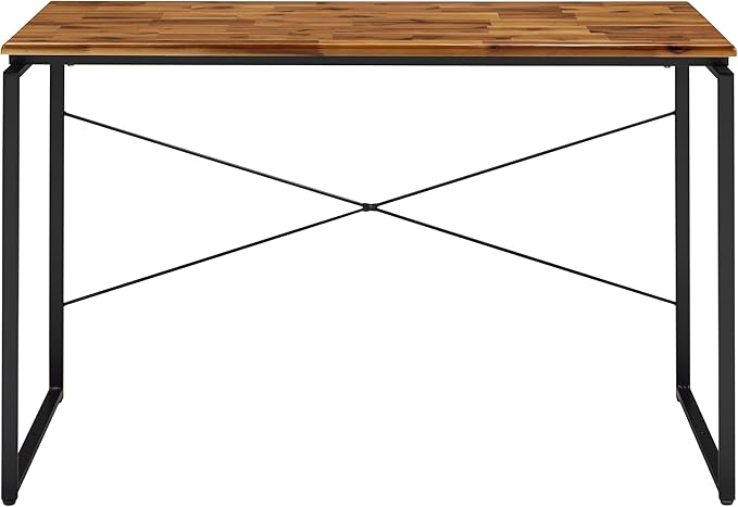 Industrial Oak Writing Desk Metal Sled Base Spacious Home Office Desk Trendy Study Table for Modern Workspace