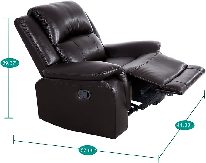 Naomi Home Katie Oversized Espresso Faux Leather Chaise Lounge Luxurious Comfort for Home Theater &amp Lazy-Boy Enthusiasts Plush Cushioning Ergonomic Recline Easy Assembly