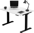 Progressive Desk Stand Up Electric Standing Desk Compact Home Office Table Black Frame and Warm White MDF Tabletop Prime Ryzer 42 x 24