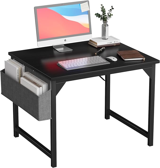 Furmax Computer Desk 32 Inch Small Office Desk with Storage Bag &amp Headphone Hook Workstation for Home Office Modern Writing Study Table (Black)