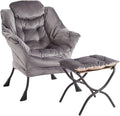 GarveeHome Lazy Chair with Ottoman Modern Lounge Accent Chair Leisure Sofa Armchair with Footrest Reading Armchair with Side Pocket for Living Room Bedroom Dorm &amp Office (Dark Grey 1PCS)