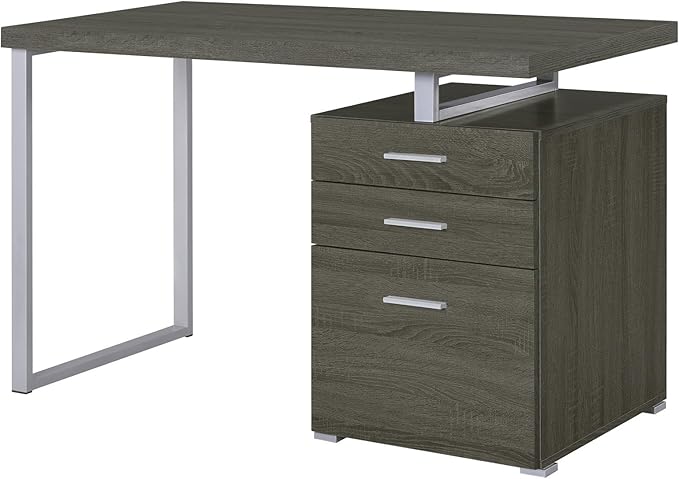 Weathered Grey 3-Drawer Reversible Office Desk