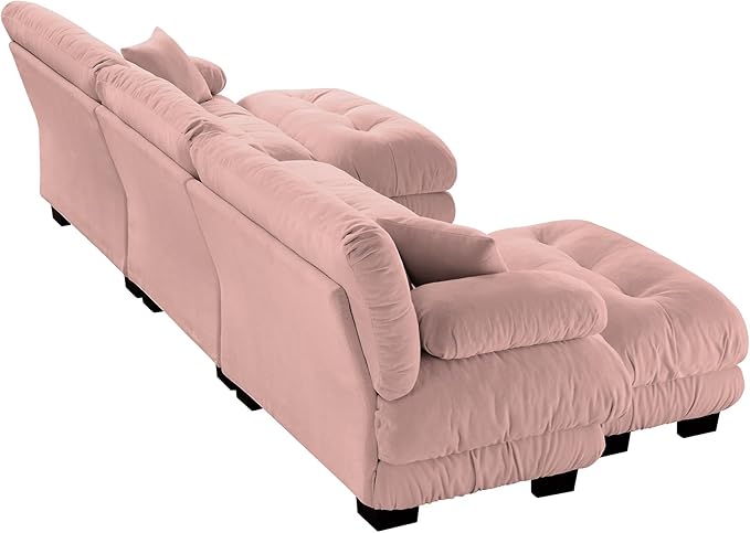 Luxury Modular Sectional Sofa 133.8 Oversized U Shaped Sofa with 5 Pillows Deep Seat Soft Cloud CouchChenille Comfy Couches for Living Room (Pink 3 Seat + 2 Ottoman)