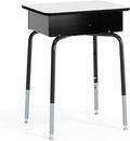 Flash Furniture Billie Open Front Student Desk for Classrooms or Remote Learning Height Adjustable School Desk with Metal Book Box Gray/Black