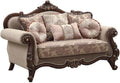 Acme Mehadi Upholstery Rolled Arm Loveseat with Queen Leg in Walnut