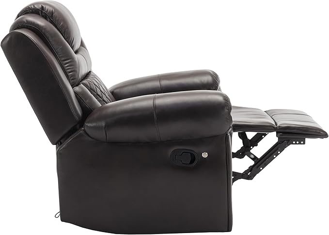 ERYE Manual Recliner Chair with LED Light Strip for Living Room Bedroom Manual Reclining Home Theater Seating Armchair Faux Leather Tufted