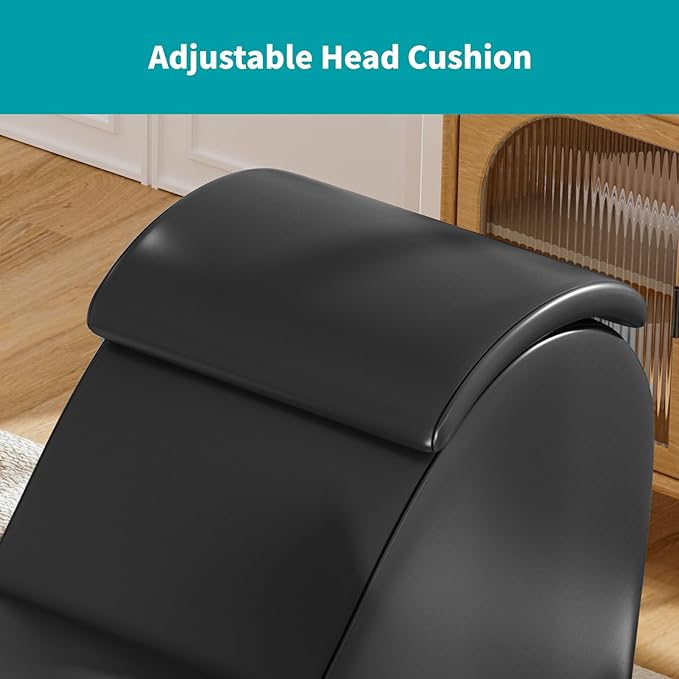 BALUS 60'' Yoga Chairs Curved Chaise Lounge Chair for Adults Stretching Exercising Relaxing Ergonomically Designed Yoga Sofa Lounges Chair with Head Cushion for Living Room Bedroom Black