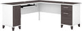Bush Home Somerset 72W L Shaped Desk with Storage in White and Storm Gray 72-inch Large Corner Computer Table for Home Office Workspace