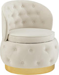 Hidden Storage Chair 360° Rotating Decorative Bucket Chair Modern Small Bedroom Living Room Office Waiting Room Velvet Sofa Beige
