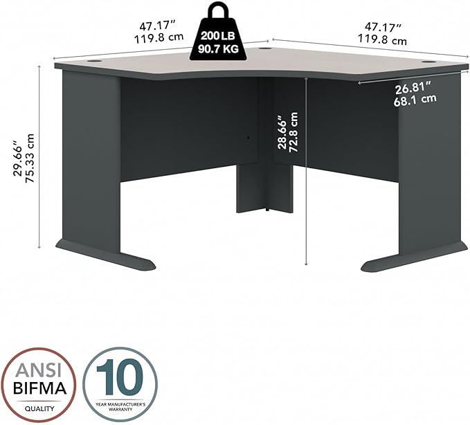 Bush Business Furniture Series A 48W Corner Desk in Slate and White Spectrum