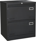2 Drawer Metal Lateral File Cabinet with Lock Office Vertical File Cabinet for Home Office Legal/Letter/A4 Size Locking Metal File Cabinet Assembly Required Storage Drawers (Black)