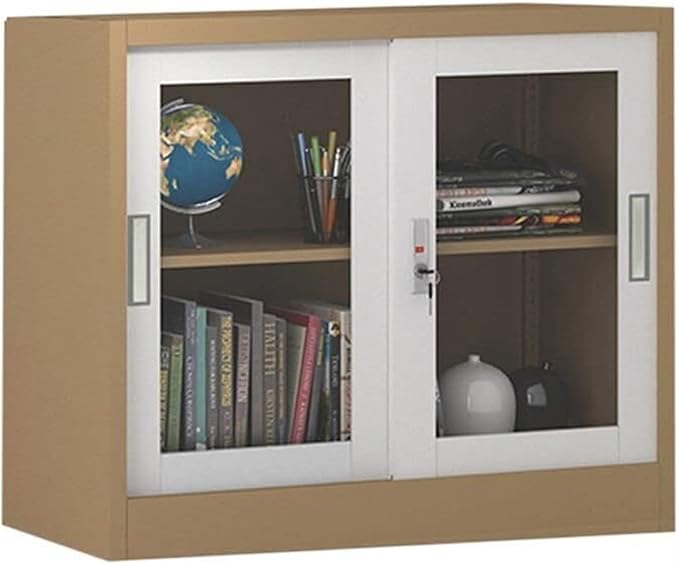 File Cabinet Glass Sliding Door File Cabinet with Lock File Cabinet Information Cabinet Under Desk Storage(Color:A)