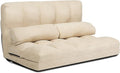 DORTALA Foldable Floor Sofa 6-Position Adjustable Lounge Couch with 2 Pillows &amp Suede Cloth Cover Modern Lounge Mattress Video Gaming Lazy Couch Suede Floor Seating Sofa 71 x 44.5 Beige