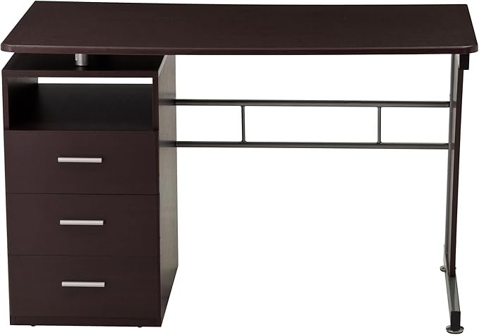 47.25 Computer Desk with Drawers Home Office Desk with Storage Heavy Duty and Water Resistant Study Table Chocolate Brown