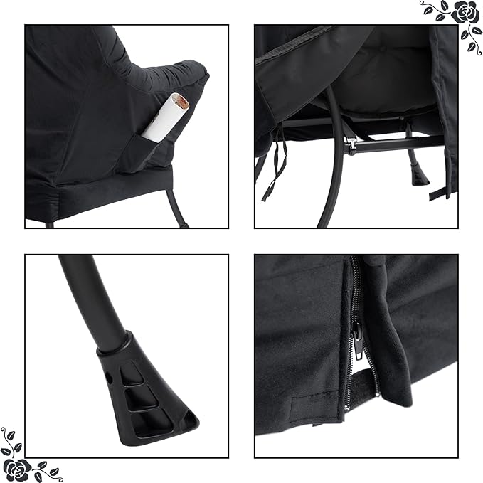 HollyHOME Lazy Chair with Armrest and Side Pocket Comfy Accent Lounge ChairLeisure Sofa Armchair for Living Room Bedroom Dorm or Small Spaces Oversized Reading Sofa ChairVelvet Black