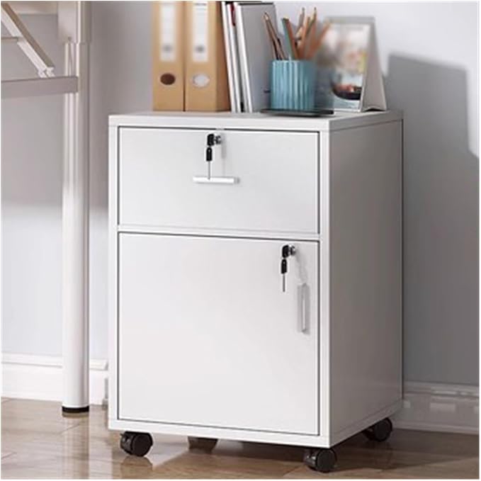 GLigeT Filing Cabinet Office Filing Wooden Removable Low Cabinet with One Drawer One Storage Cabinet Filing Cabinet Lockable Storage Filing Cabinet File Storage Cabinets (Color : White)
