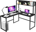 Tangkula Reversible L-Shaped Desk with Hutch Space Saving Corner Computer Desk with Storage Shelves Home Office Study Writing Desk Computer Workstation with Storage Bookshelf Gaming Desk