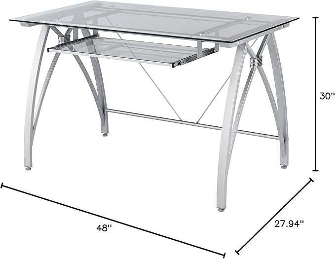 Realspace® Vista 48 W Glass Computer Desk Silver