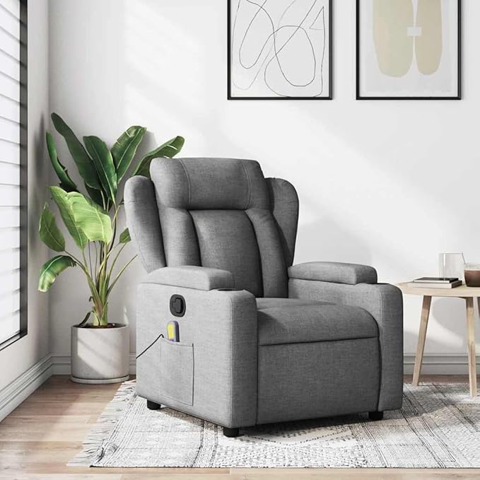 vidaXL Modern Dark Grey Massage Recliner Chair with USB Function and Adjustable Features Perfect for Living Room Office Relaxation Chairs Reclining Armchair TV Sofa