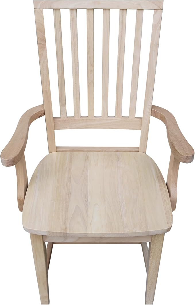 International Concepts Mission Side Chair with Arms Solid Parawood Unfinished