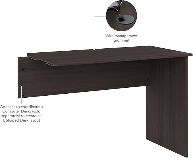 Bush Furniture Cabot 42W Shell Desk Return in Heather Gray