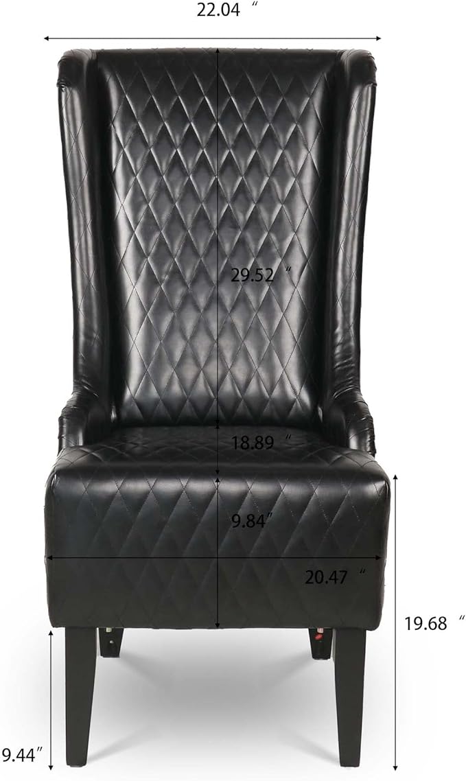 HomVent 1PCS Chair with Super High Wing-Back Velvet/PU Leather Upholstered Armless Throne Chair with Diamond Lattice Design Retro Elegant Side Chair for Living RoomKitchen