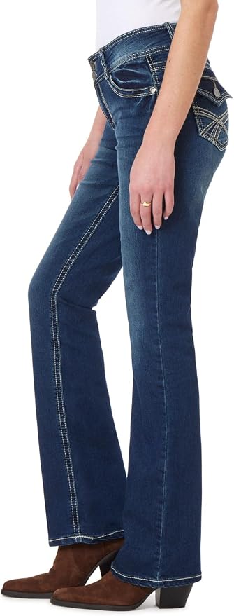 WallFlower Luscious Curvy Bootcut Jeans for Women Mid-Rise Insta Stretch Denim Size-Inclusive Juniors Jeans
