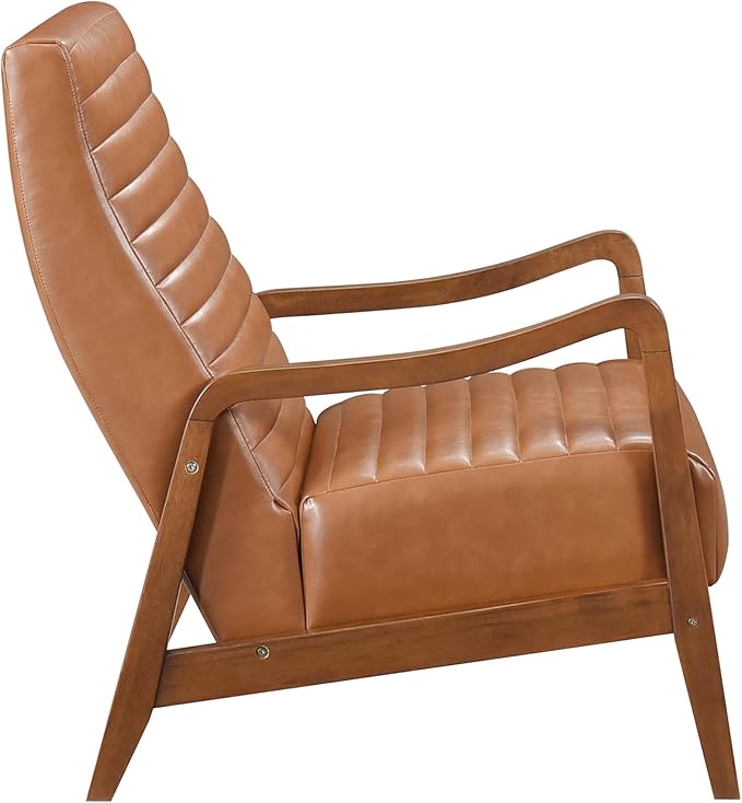 Lexicon High Back Accent Chair Mid Century Modern Chairs Living Room Chairs Reading Chair for Bedroom with Solid Wood Armrests and Legs Lounge Chair for Bedroom Living Room Sunroom Office Camel