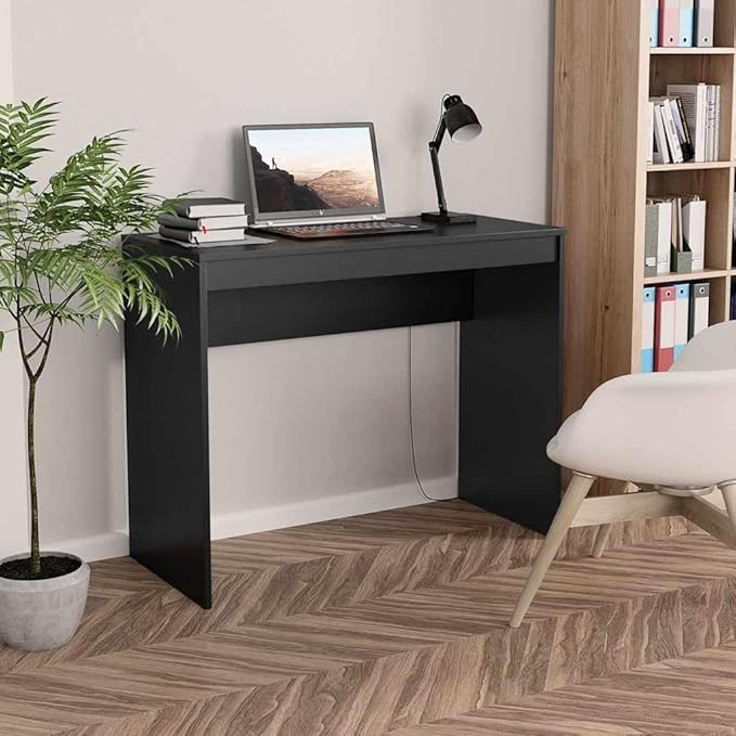 vidaXL Desk Computer Table Study Table Living Room Furniture Living Room Workroom Home Interior Black Engineered Wood