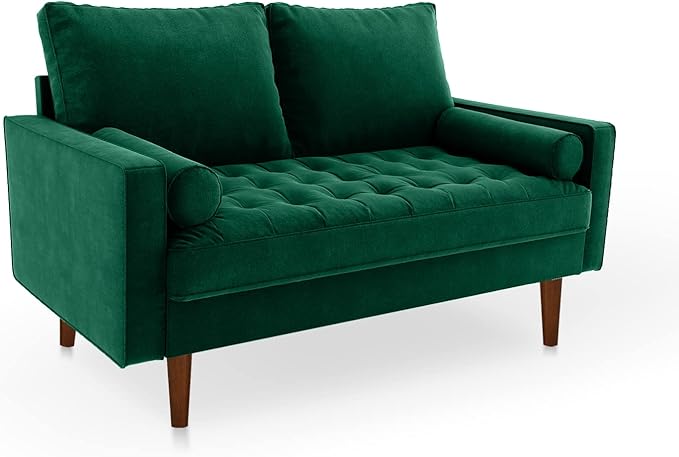 SILKIR Velvet Loveseat Sofa Love Seats Furniture for Small Spaces Mid-Century Modern Loveseats for Living Room Love Seat Couch 58 Inches Green