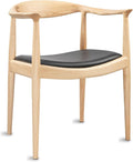 Tomile Hans Wegner Kennedy Chair Mid Century Modern PU Leather Dining Armchair with Comfortable Curved Backrest Solid Ash Wood Frame Fully Assembled for Kitchen Dining Room Office (Natural)