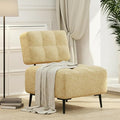 EROMMY Accent Chair Armless Mid Century Modern Chair with Thick Cushion &amp Metal Legs Polyester Leisure Chair Comfy Side Corner Chairs for Living Room Bedroom Study Room Entryway (Yellow)