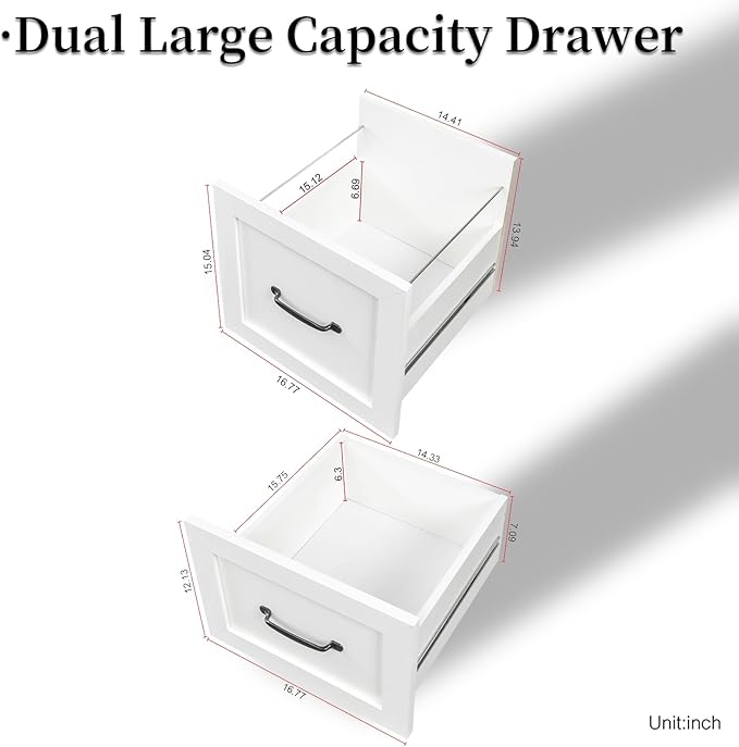 JOYSOURCE Executive L Shaped Desk Home Office Desk with File Drawer &amp Open Storage Shelves Computer Corner Desk with Hutch and Drawer Workstation for Office Home White