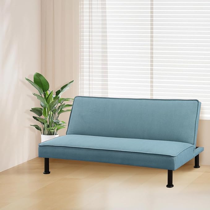Convertible Futon Sofa Bed Modern Sleeper Couch Sofabed Reversible Recliner Sofa with 3 Adjustable Positions for Living Room Studio Apartment Office Small Space 64 x 33 x 32in.